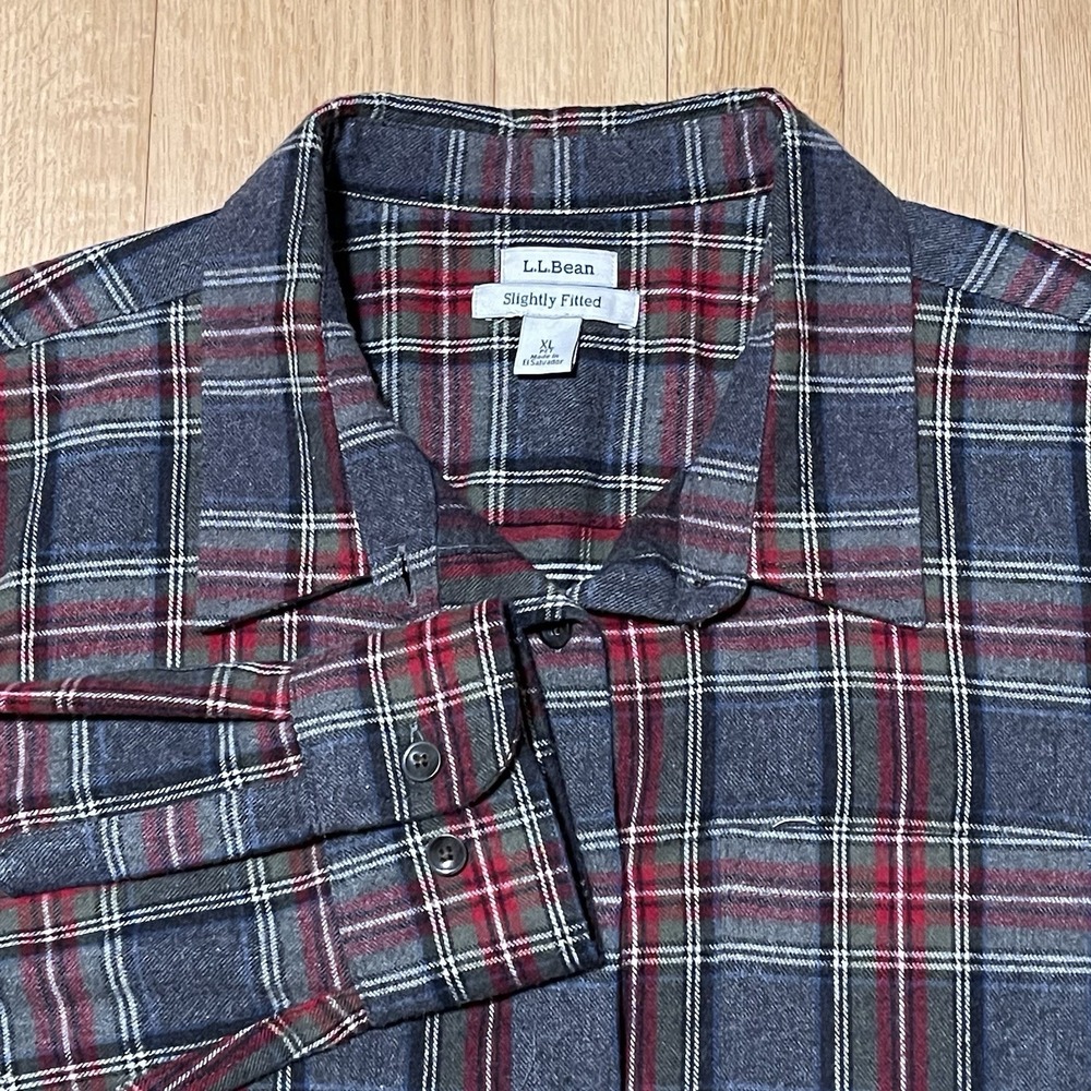 LL Bean Men's XL‎ Slightly Fitted Plaid Flannel Button Down Shirt